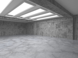 Dark concrete empty room. Modern architecture design