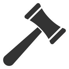 Law hammer vector icon. Flat Law hammer pictogram is isolated on a white background.