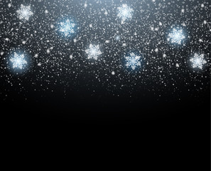 Falling snowflakes, snow, on isolated background. Christmas vector illustration.