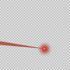 Vector red laser beam on isolated transparent background. Design element.