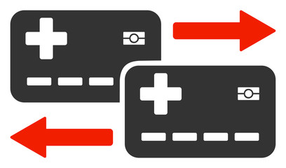 Obraz premium Medical cards exchange vector icon. Flat Medical cards exchange pictogram is isolated on a white background.
