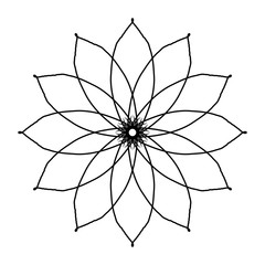 New ink Abstract circle pattern mandala flower floral petal stack. zentangl spirograph modern circular pattern geometric tribal lace motif black white. single art mehendi. Digital textile frame stamp