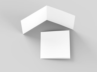 Brochure in square format folded to two - mockup. 3d illustration