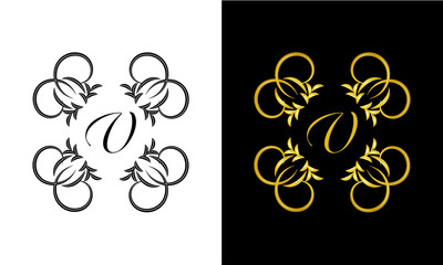 Design elegant floral monogram design template in one or two letters. Calligraphic ornament with letter V. Business sign, monogram identical to restaurant, boutique, hotel, emblem, jewelry.