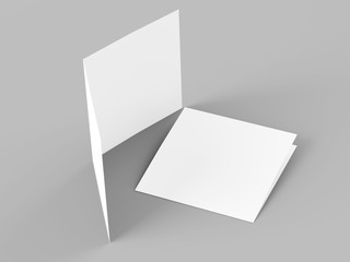 Brochure in square format folded to two - mockup. 3d illustration