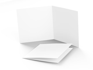 Brochure in square format folded to two - mockup. 3d illustration