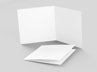 Brochure in square format folded to two - mockup. 3d illustration