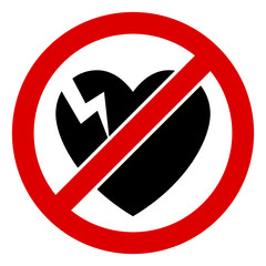 No broken heart vector icon. Flat No broken heart symbol is isolated on a white background.