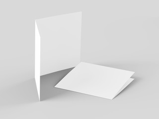 Brochure in square format folded to two - mockup. 3d illustration