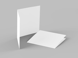 Brochure in square format folded to two - mockup. 3d illustration