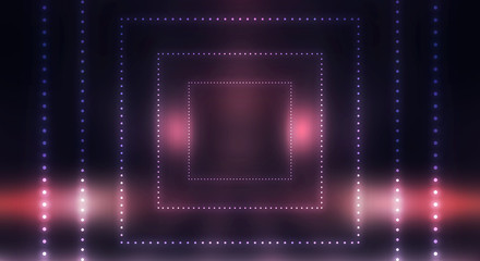 Futuristic abstract neon background, geometric shapes. Abstract light, rays and lines. Empty night scene.