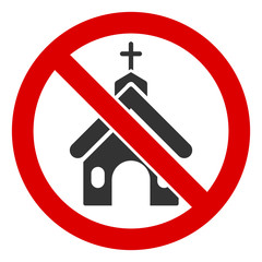 No church vector icon. Flat No church symbol is isolated on a white background. - obrazy, fototapety, plakaty