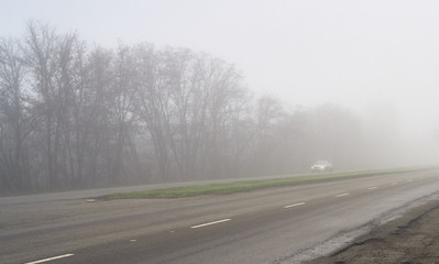 auto track in foggy haze