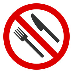 No food vector icon. Flat No food symbol is isolated on a white background.