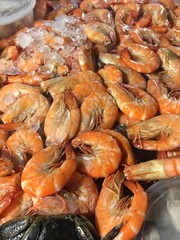 seafood street food in Thailand shrimps