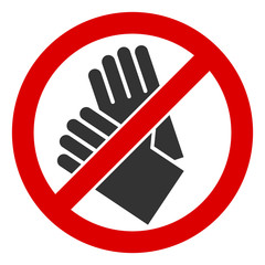 No gloves vector icon. Flat No gloves symbol is isolated on a white background.