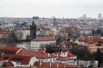 Fototapeta na wymiar Panorama of Mala Strana opening from Prague Castle, Czech Republic 