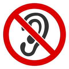 No listen vector icon. Flat No listen pictogram is isolated on a white background.