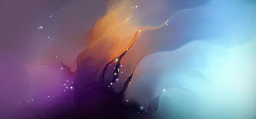 magische helle Farbmischung auf dunklem Hintergrund © foldyart1980