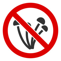 No mushrooms vector icon. Flat No mushrooms pictogram is isolated on a white background.