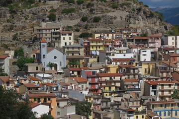 Blick auf das Bergdorf, Ulassai, Ogliastra, Sardinien
