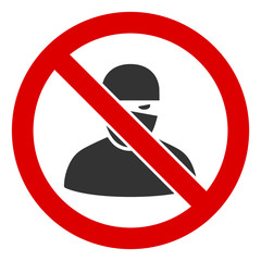No ninja vector icon. Flat No ninja pictogram is isolated on a white background.