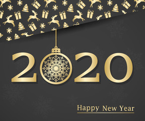 Happy new year 2020. Text, design element. Vector illustration. - 308794314