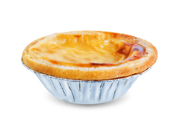 Portuguese custard pies, Pastel de Nata or Pastel de Belem on a white isolated background