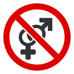 No sex vector icon. Flat No sex pictogram is isolated on a white background.