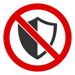 No shield vector icon. Flat No shield pictogram is isolated on a white background.