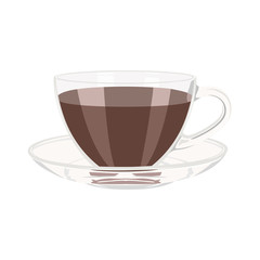 Cup of coffee. Vector illustration of Cup with saucer and drink on white background.