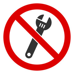 No spanner vector icon. Flat No spanner symbol is isolated on a white background.