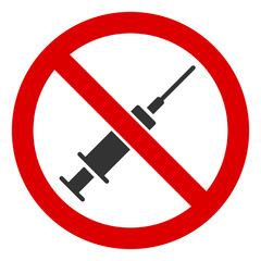No syringe vector icon. Flat No syringe pictogram is isolated on a white background.