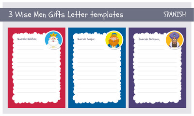 Three wise men letter template collection. Spanish.