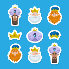 Three kings day sticker collection.