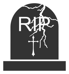 Old grave vector icon. Flat Old grave symbol is isolated on a white background.