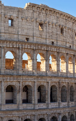 Naklejka premium Part of the Flavian Amphitheatre known as the Coliseum. it is one of the main tourist attractions of the city of Rome and is visited by many tour
