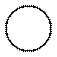 New ink Abstract circle pattern mandala flower floral petal stack. zentangl spirograph modern circular pattern geometric tribal lace motif black white. single art mehendi. Digital textile frame stamp