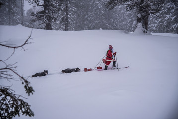 Weihnachtsmann auf Ski