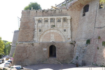 Rocca Paolina, Perugia. Porta Marzia gate in Rocca Paolina medieval military fortress. It is situated in Perugia, Italy.