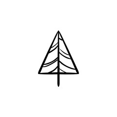 Fototapeta premium Christmas tree doodle pine tree sketch tree drawing holiday decoration star ornament retro xmas