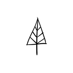 Fototapeta premium Christmas tree doodle pine tree sketch tree drawing holiday decoration star ornament retro xmas