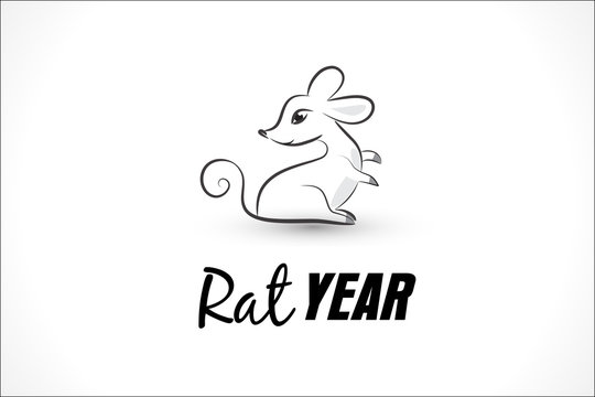 2020 the year of rat symbol icon stylized logo design vector image