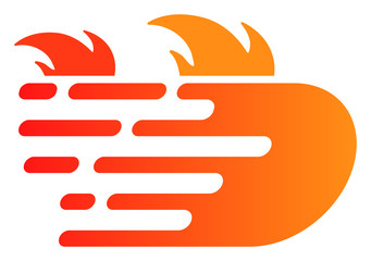 Rush fire vector icon. Flat Rush fire symbol is isolated on a white background.