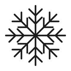 Snowflake icon. Flat vector illustration in black on white background. EPS 10