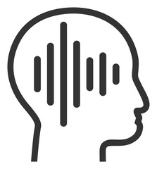 Sound thinking vector icon. Flat Sound thinking pictogram is isolated on a white background.