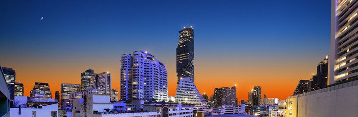 Bangkok city skyline, MahaNakhon tower is tallest buildings in Thailand, Silom area, Bangkok...