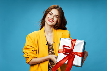 young woman with gift