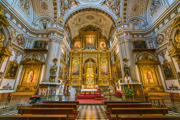 Fototapeta na wymiar Indoor sight in the Church of Santos Justo y Pastor in Granada. Andalusia, Spain.