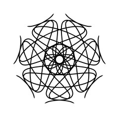 Abstract circle pattern mandala sun fireworks. spirograph halo sun starburst ray vintage monochrome modern circular pattern  motif black white for design elemental, unique art lace lattice lines style